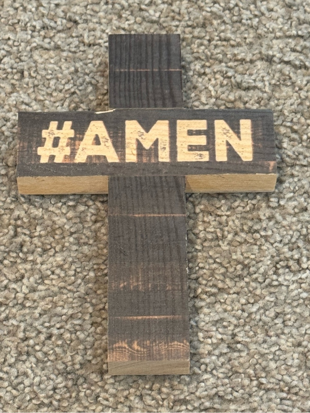 P Graham Dunn #AMEN Rustic Wooden Cross Wall Accent 7”x5” Made in the USA